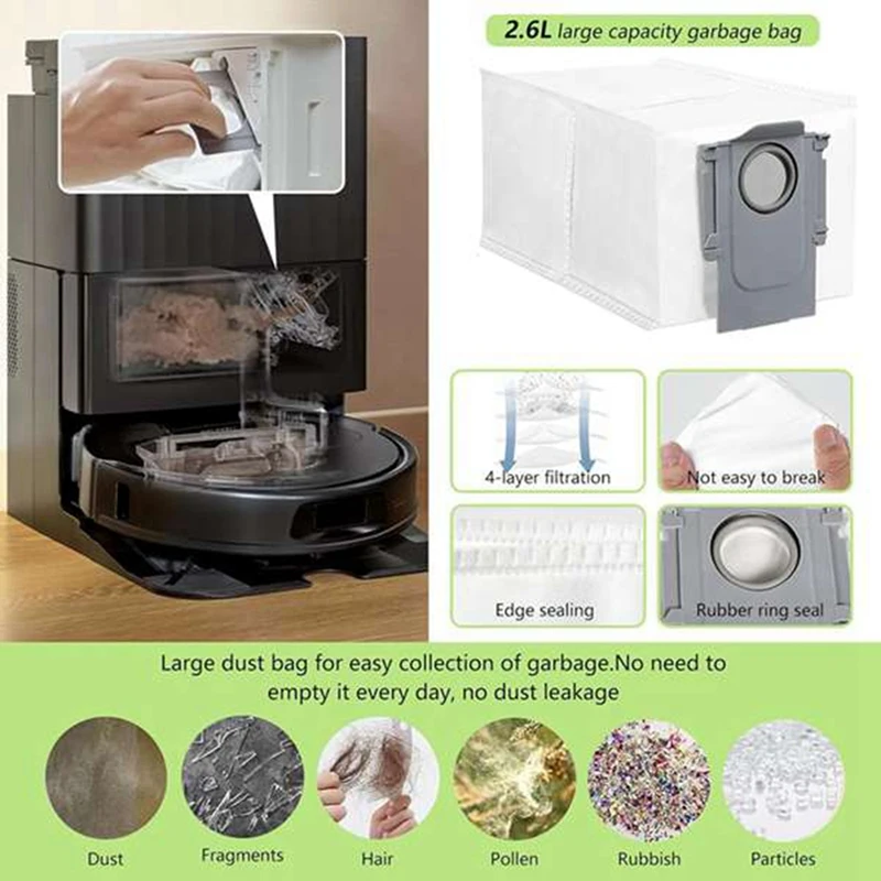 ABDJ-34Pcs Main Side Brush Filters Mop Dust Bags For Roborock Qrevo Pro/Qrevo Maxv/Qrevo S/Qrevo Plus Vacuum Cleaner Parts