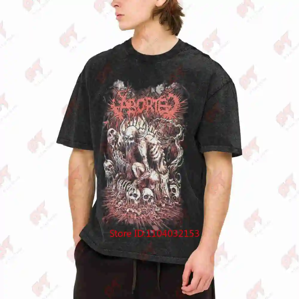 Aborted Death Metal Brutal Deathcore Skull Blood Splatter Vintage Washed Tee Pure Cotton T-Shirt