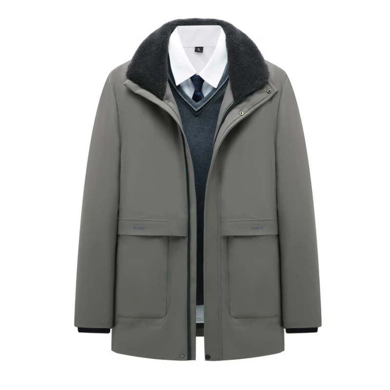 Winter New Men\'s Plush Lapel Cotton Jacket Casual Thickened Parka Fashionable Winter Wear