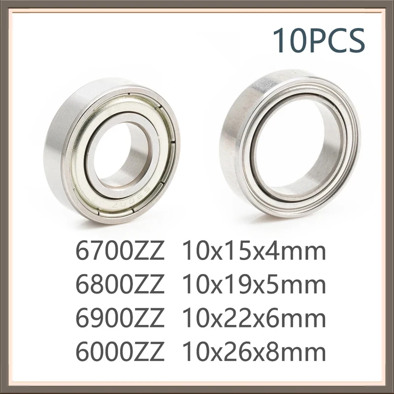 5/10Pcs Mixed 6700ZZ 6800ZZ 6900ZZ 6000ZZ Double Metal Shielded Mini Deep Groove Ball Bearings