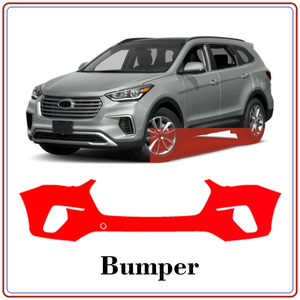 For Hyundai Santa Fe XL 2019 Precut TPU Paint Protection Film PPF Front Bumper Kit Clear Bra Stone Guard EU UK