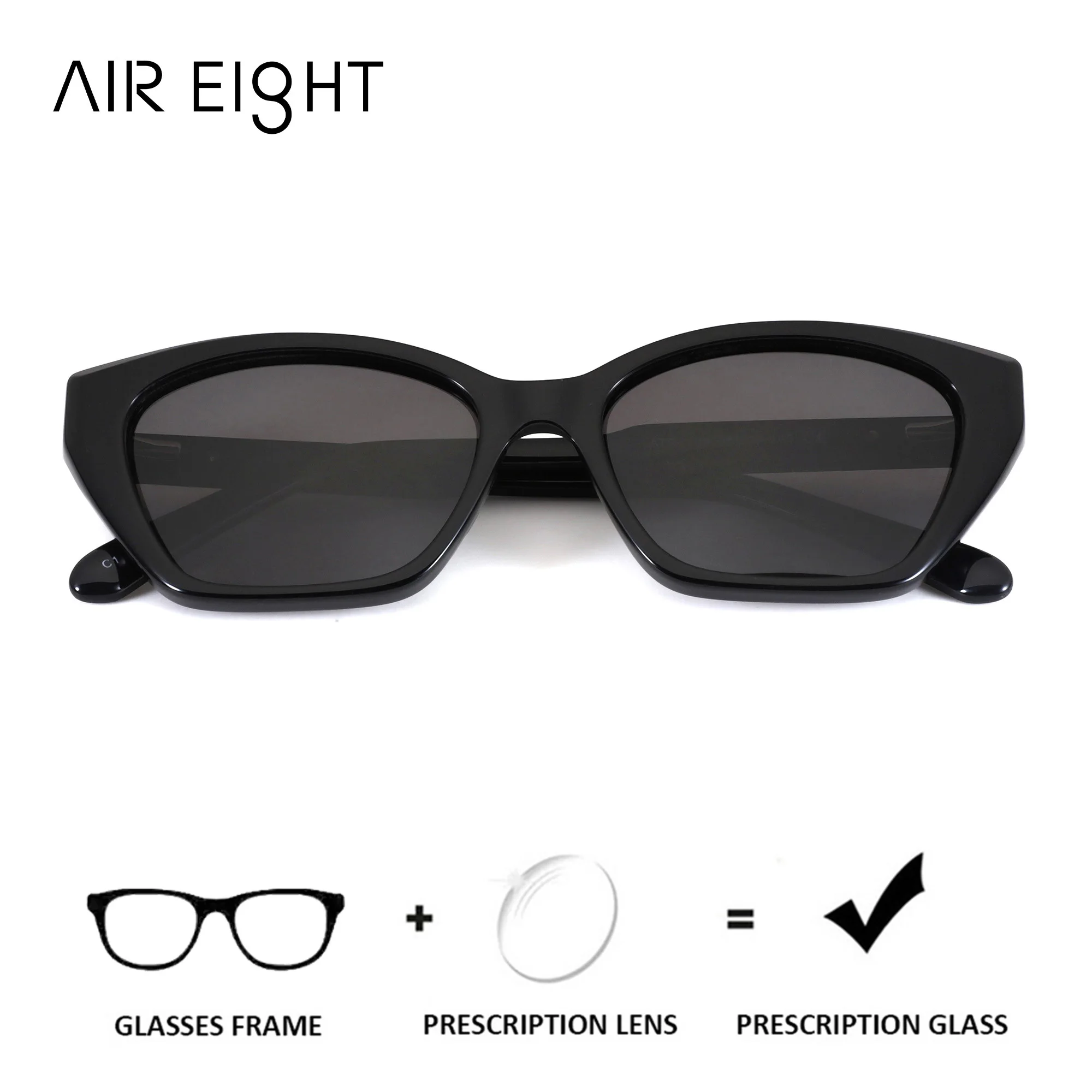 air-eight-mサイズ、猫目型、アセテート素材、女性用、度付き、偏光レンズ、uv400カット、tacレンズ、ファッション性の高いサングラス。