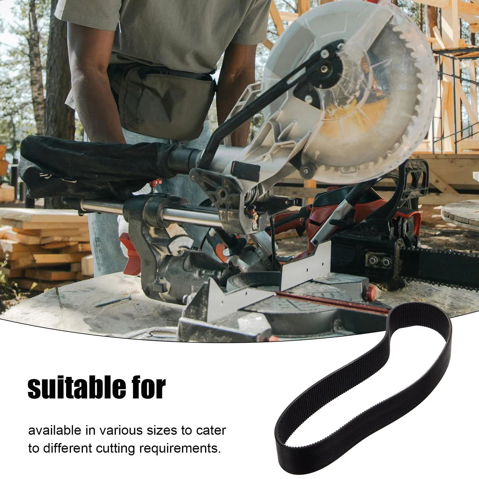 

255mm Black Rubber Belts for Aluminum Cutting Machines Durable Replacement Sawing Belts Sanding Cleaner Universal Compatibility