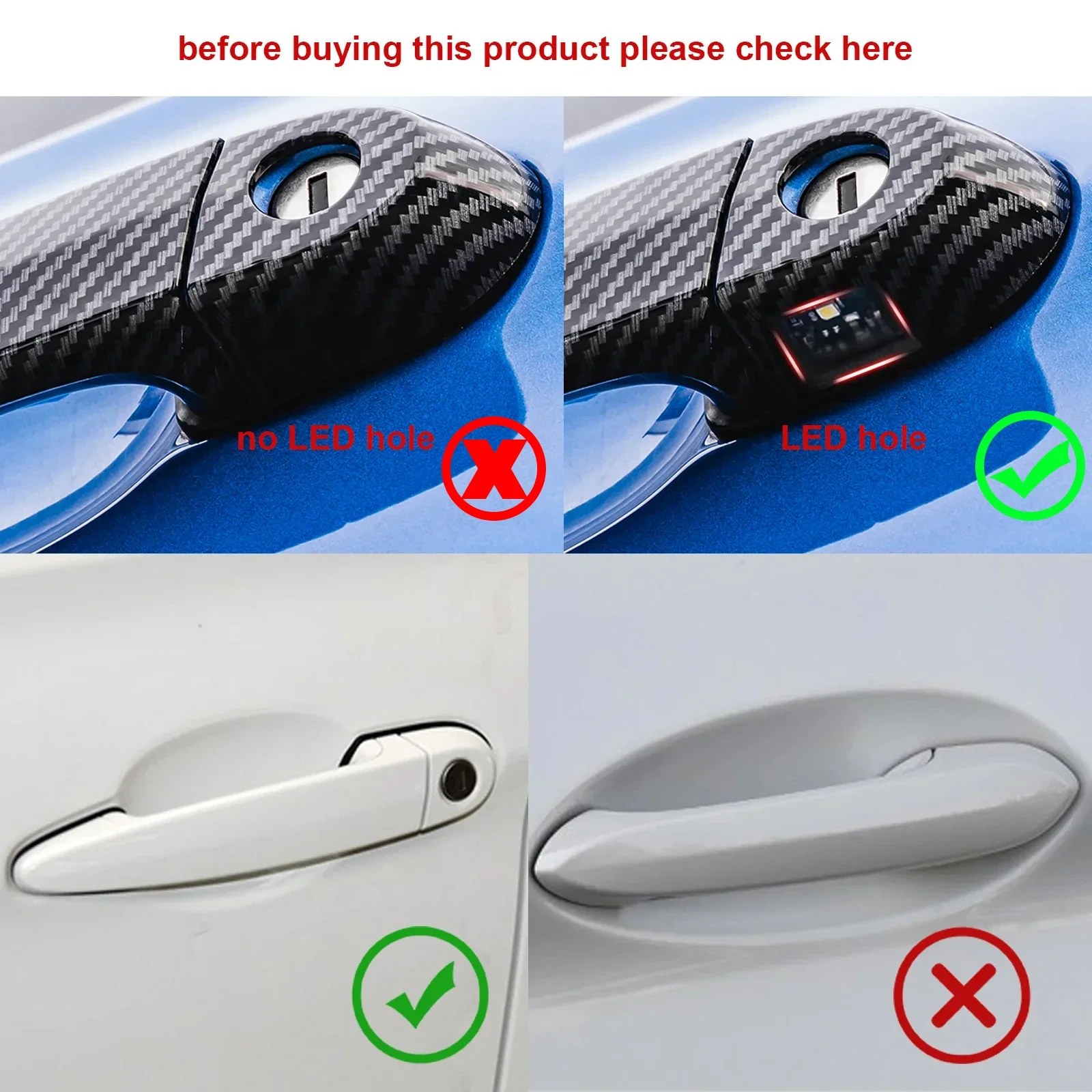 Exterior Carbon Fiber Style Door Handle Cover Molding Trim Decoration For BMW 3 Series E90 E91 Sedan X1 X2 X3 X4 X5 X6 2005-2019