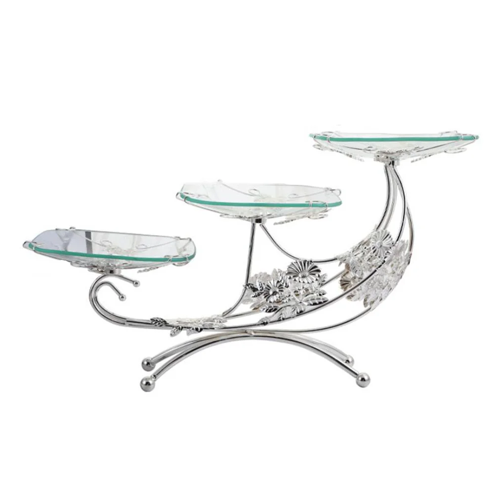 

1Pcs Glass Fruit Tray Decorative Snack Plate Large Small Plates Multi-Layer Food Storage Container Party Fruit Serving Tray