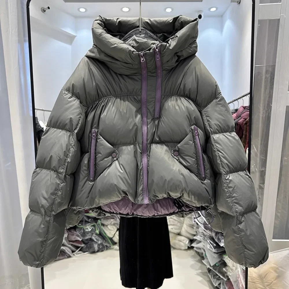 Donsjas met capuchon en lange mouwen Parka's Dames Herfst Winter Pufferjas Warm Casual Dikker dons Vintage veren Jassen Dames