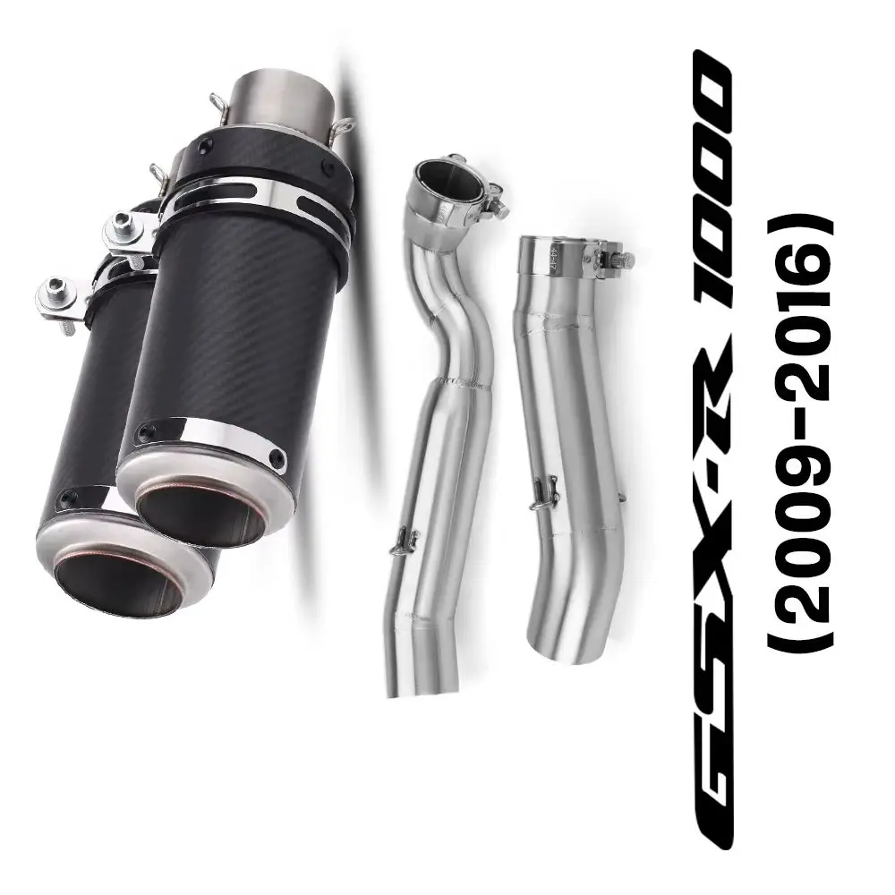 For GSX-R 1000 2009-2016 Motorcycle Exhaust System Dual Mid Pipe And Cannon Tail Muffler Kit Moto Parts