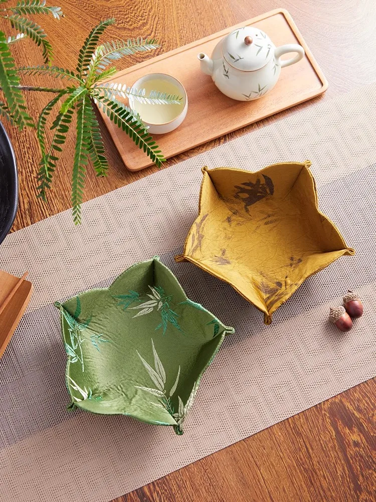 Chinese Style Fabric Storage Box, Decorative Organizer for Entryway Table, Living Room and Keys