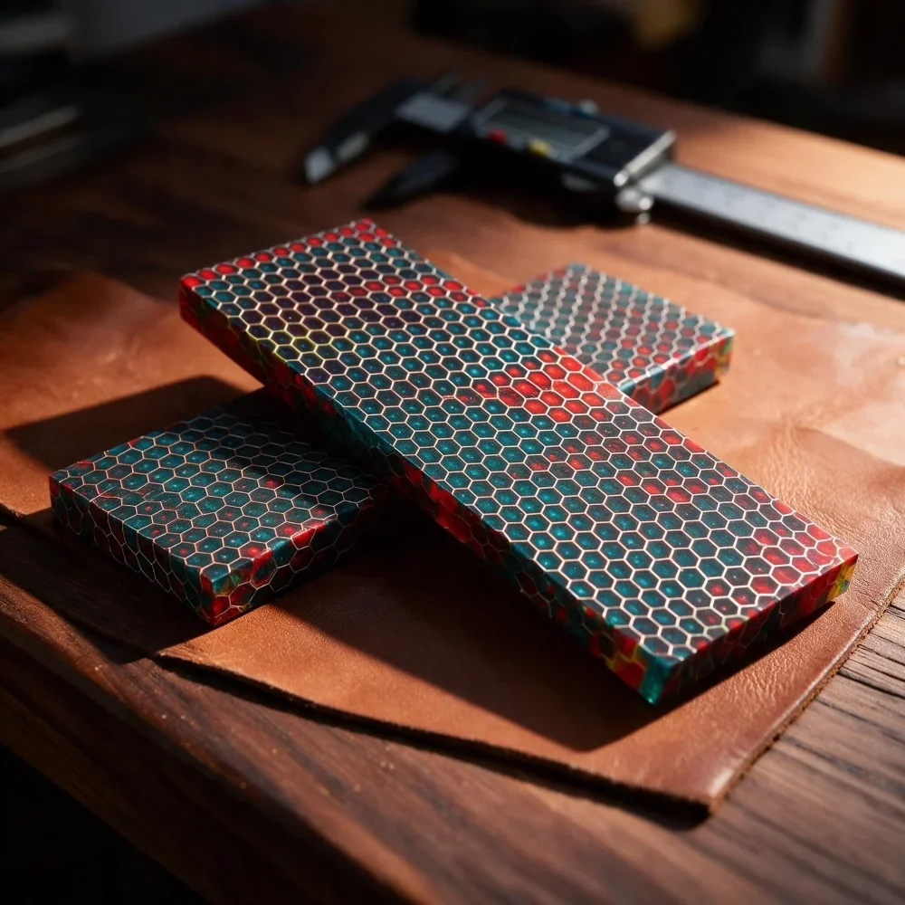1 Piece Colorful Handle Resin Snake Skin Texture Honeycomb Patch High-quality Tools Reinforcement Composite Materials