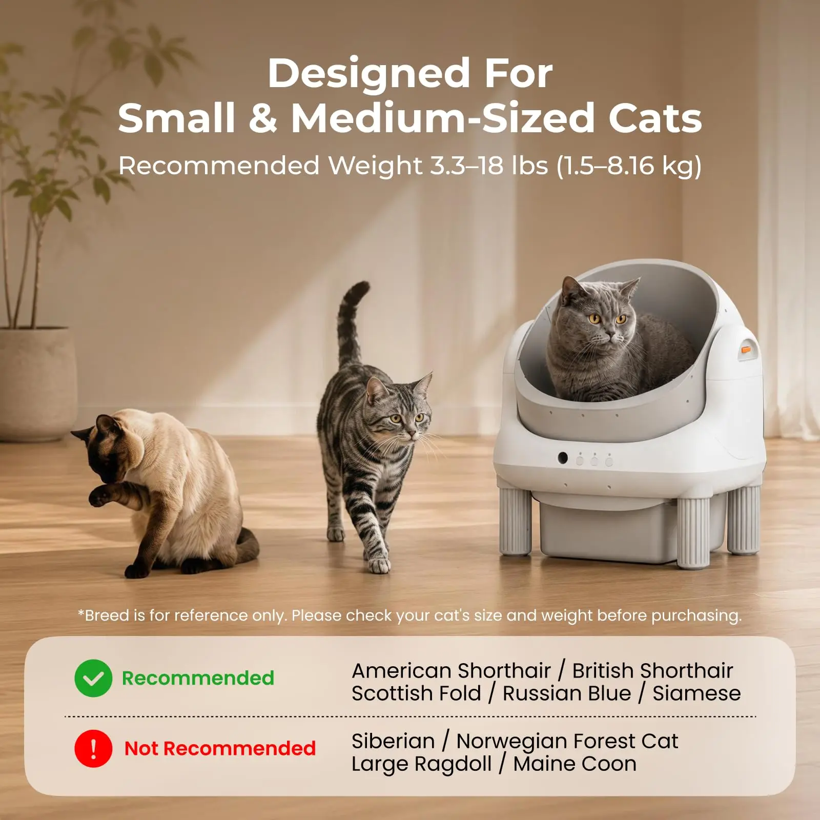 Self Cleaning Cat Litter Box, Open Top Automatic Litter Box, Safety Sensors Protection, App Control, Odor Control