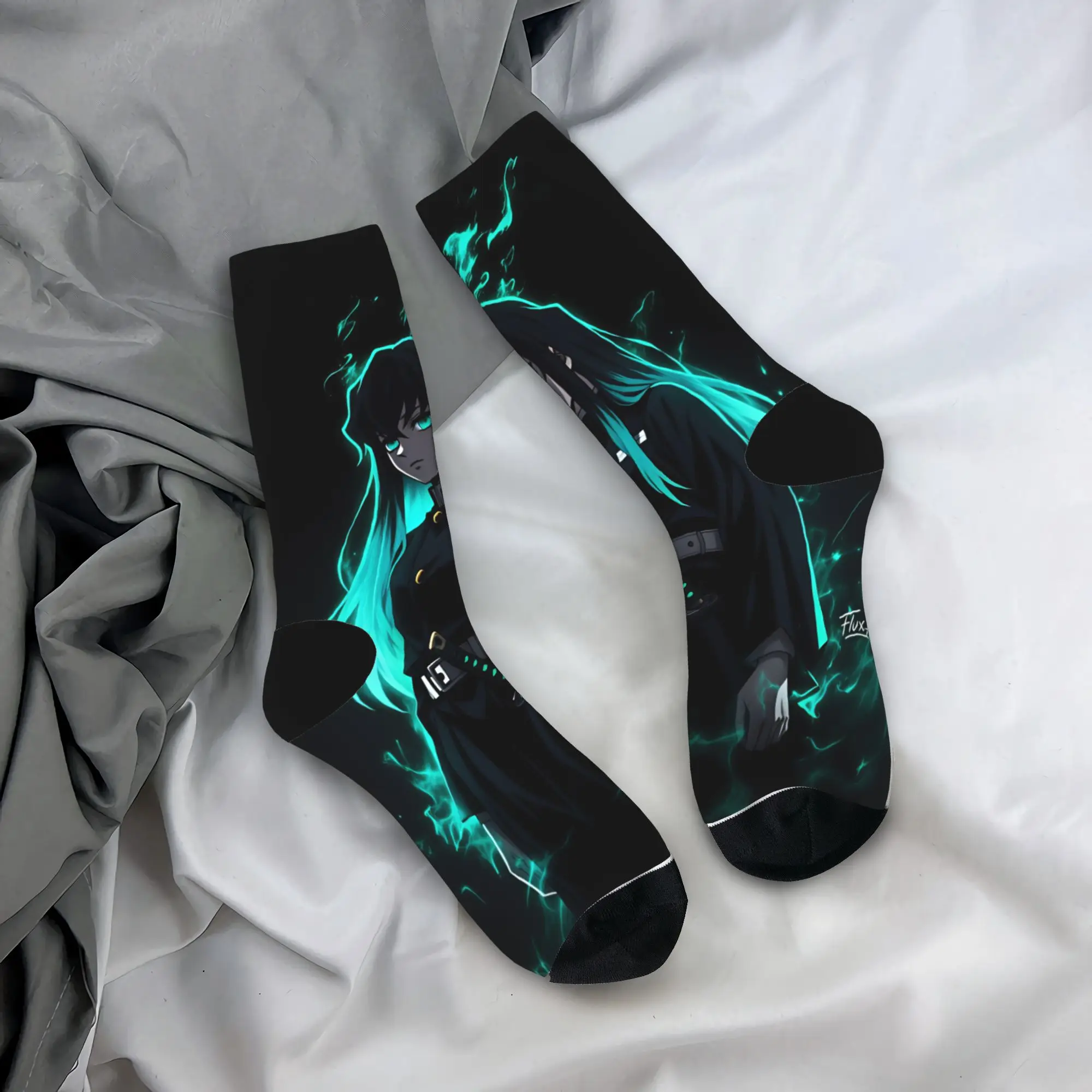 Women Men Socks Demon Slayered Characters  Stockings Non Skid Quality Socks Winter Casual Graphic Running Socks