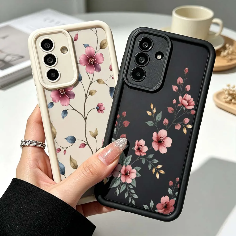Art Design Flower Pattern Phone Case For Samsung Galaxy A71 A57 A56 A55 A54 A53 A52s A17 A16 A06 Eye Ladder Silicone Cover