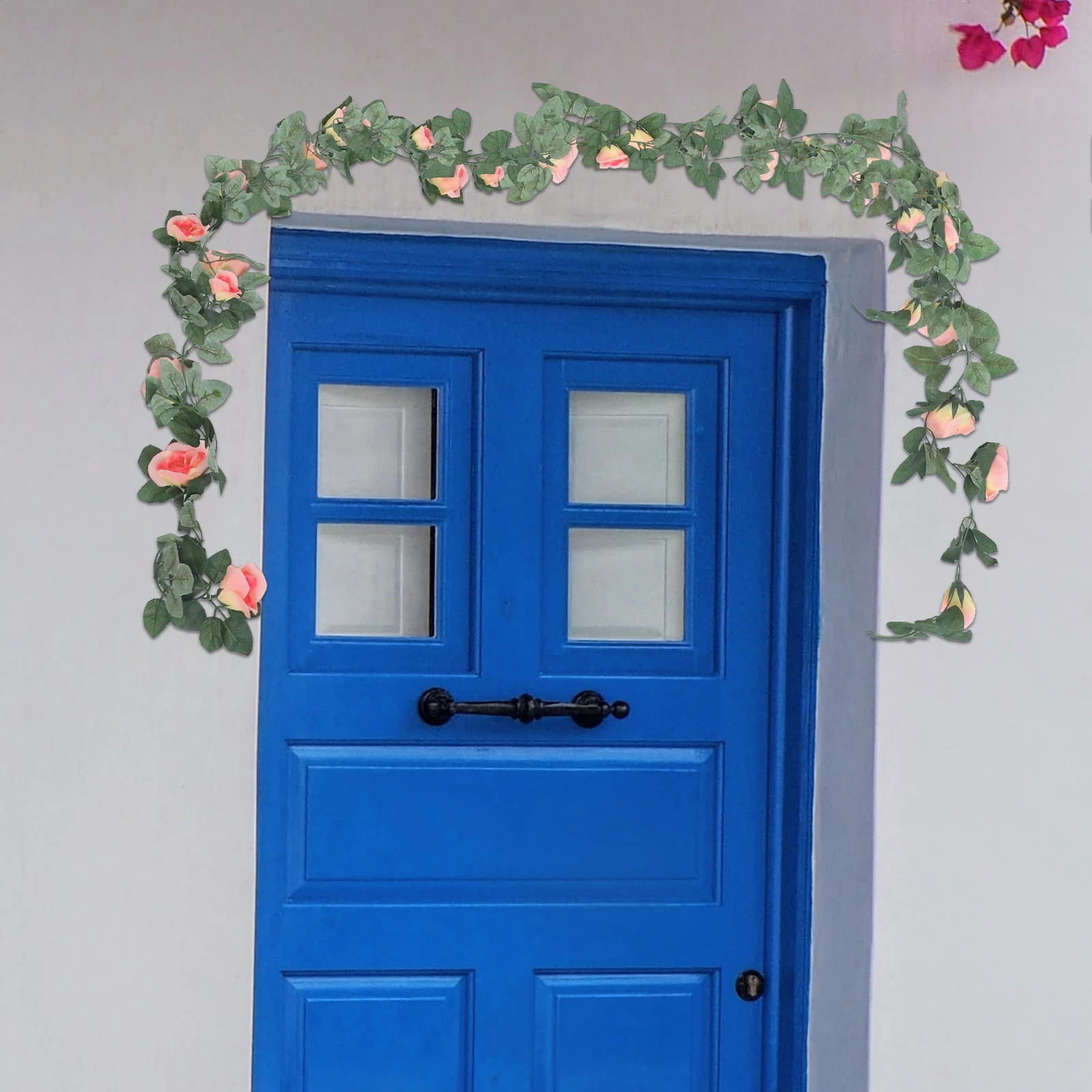 

2 Pcs Artificial Rose Garland 16 Heads Silk Flowers Color Wedding Home Decor Ceiling Ornament Fake Vine Floral