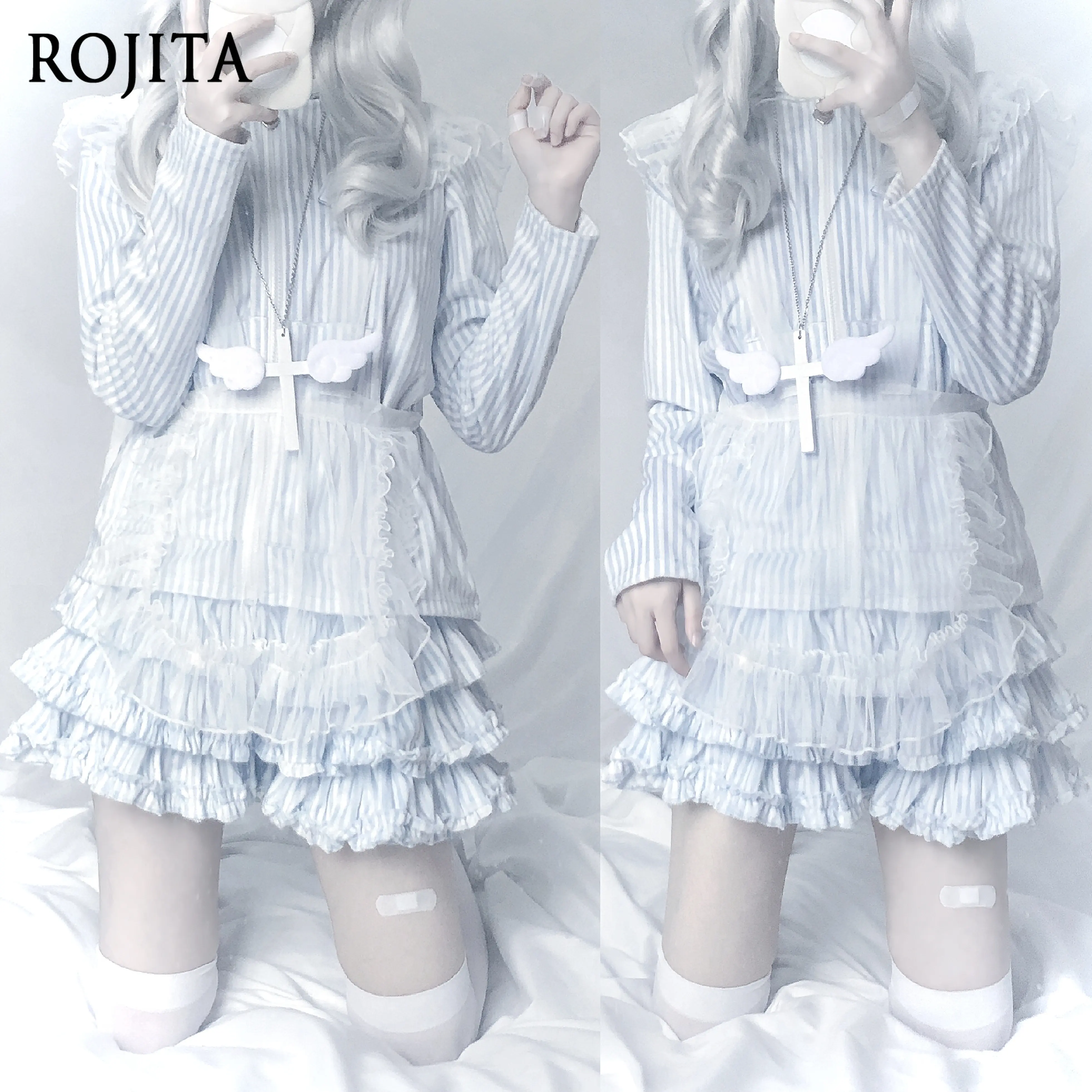 

Subculture Stripes Medical Sweatshirt Skirt Suit 2026 New Long Ears Hooded Jacket Women The Skirt Is Paired with A White Belt