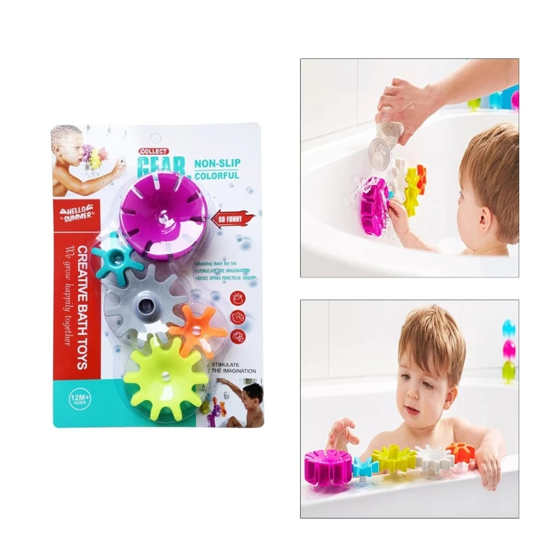 Juguetes de baño para bebés, ventosa colorida, rueda de engranaje, juguete para niños, bañera, pequeña rueda de agua