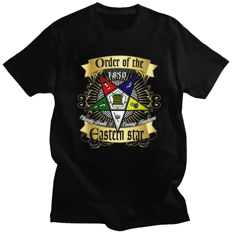 Custom Trendy OES Emblem Order Of The Eastern Star T Shirt Men Short Sleeves 100% Cotton T-shirt Tee Tops Streetwear Tshirt