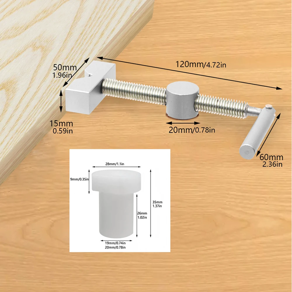 1Set Bench Dog Clamp Dog Hole Clamp with 1 Bench Dog for 20mm Desktop Hole Woodworking Adjustable Workbench Stop