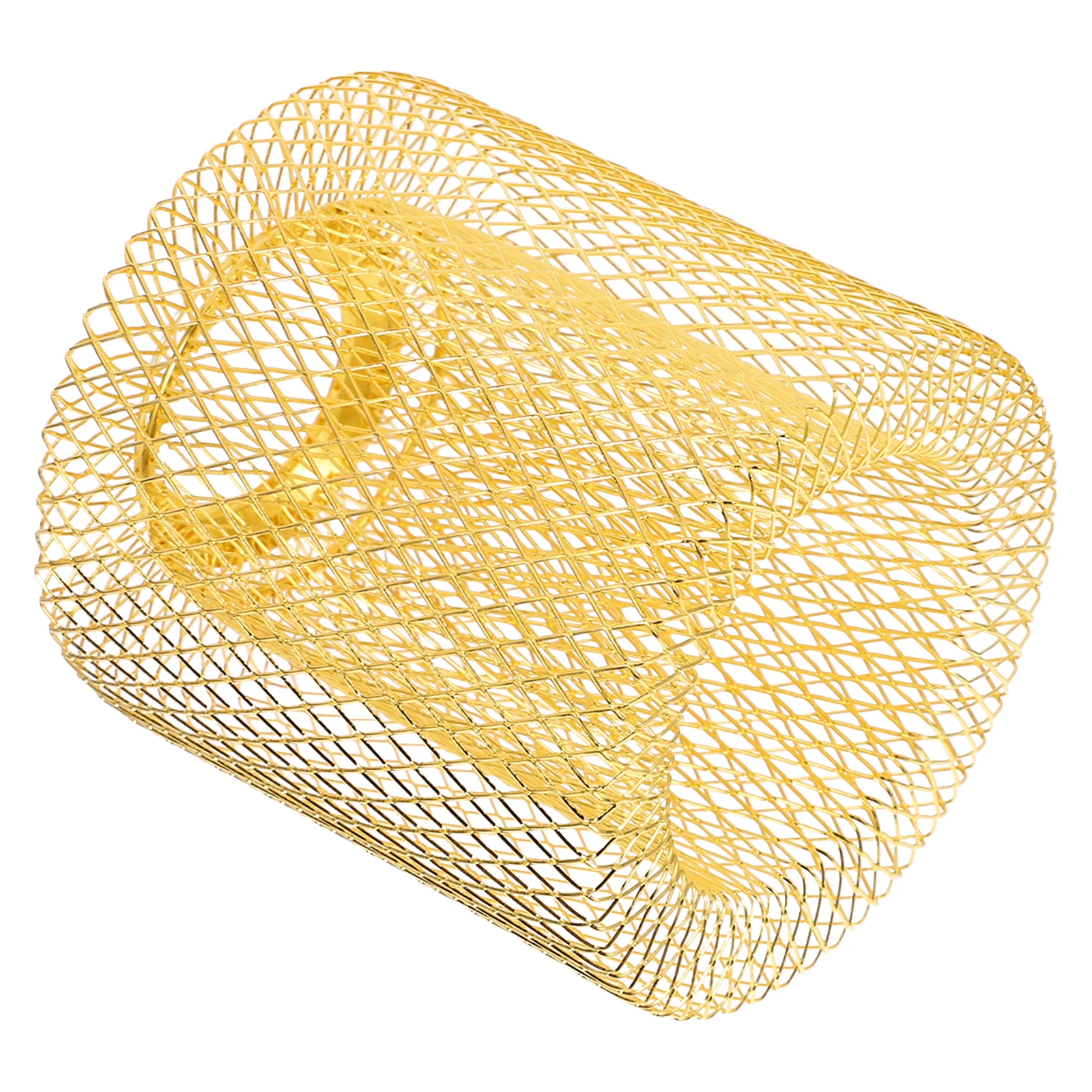 

Iron Lampshade Hollow Metal Wire Cover Golden Frame Retro Table Light Shades Replacement Decorative Pendant Lighting Accessories