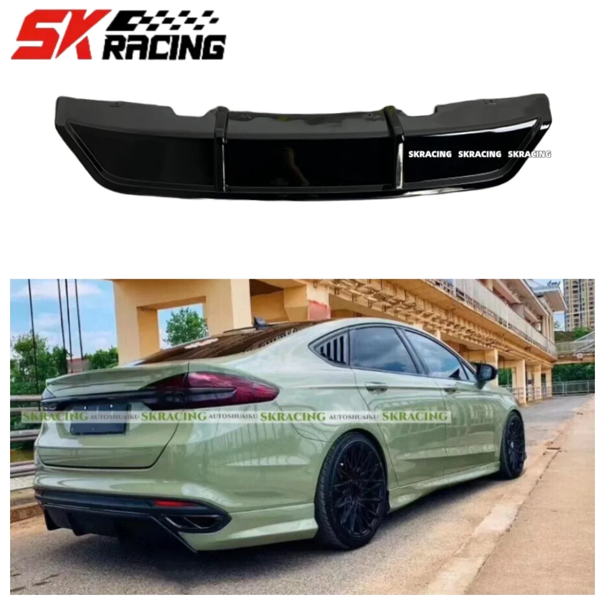 Rear Diffuser Lip Fits For Ford Mondeo Fusion 2013-2018  Glossy Black Bumper Splitter Exterior Bodykits Trims