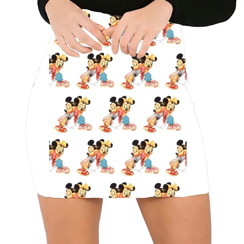 Falda a la cadera informal y cómoda para mujer, minifalda Sexy con estampado 3D de dibujos animados, ajustada, de verano