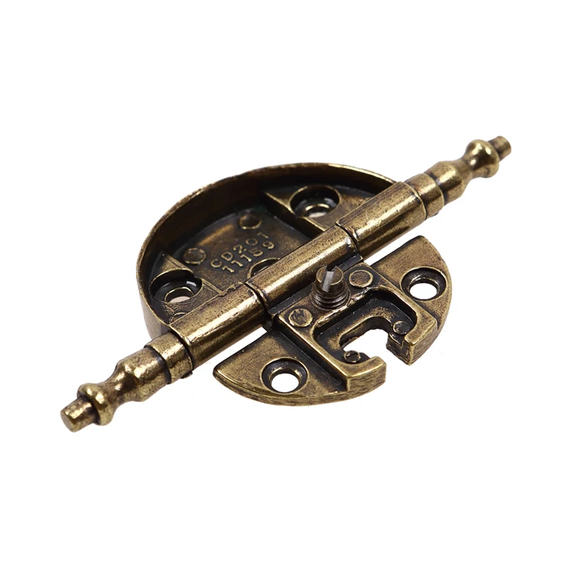 Classic 2PCS European Antique Crown Head Furniture Hinges Clothes Cupboard Cabinet Hinges Wood Case Gift Box Bronze Hinge+Screws