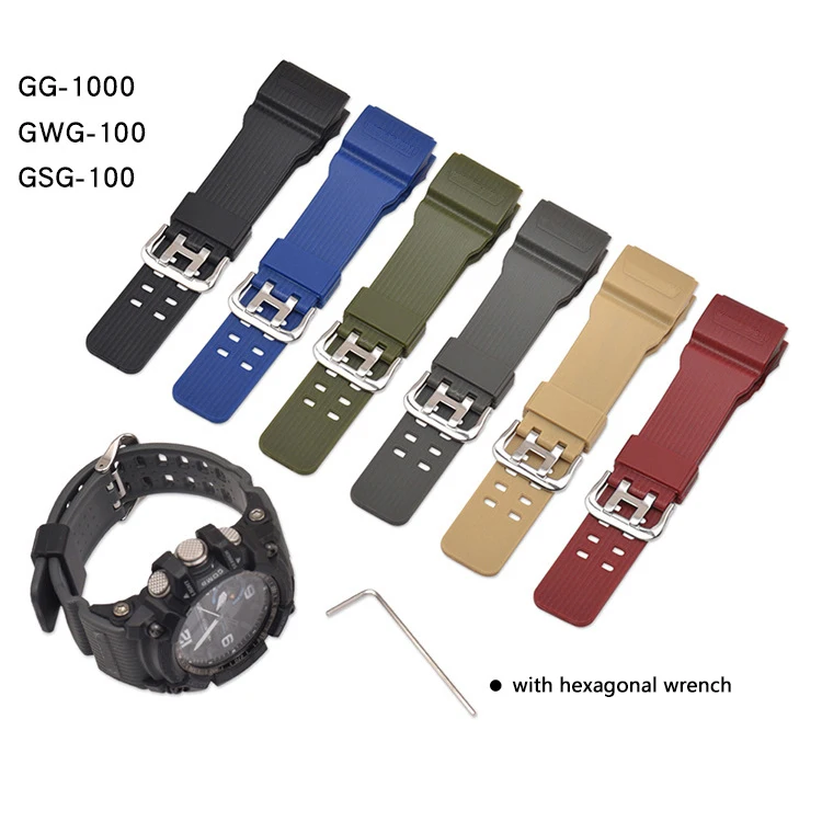 الراتنج حزام ساعة اليد ل كاسيو G-Shock GG-1000/GWG-100/GSG-100 الرجال الرياضة مطاط مقاوم للمياه استبدال سوار الفرقة ساعة اكسسوارات