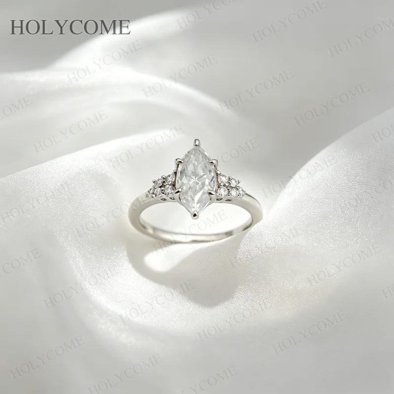 S925 Sterling Silber 1,5CT Marquise-Schliff Moissanit-Ring Paar-Ehering Unisex Verlobungs-Versprechen-Schmuck für Männer Frauen – Detail 8