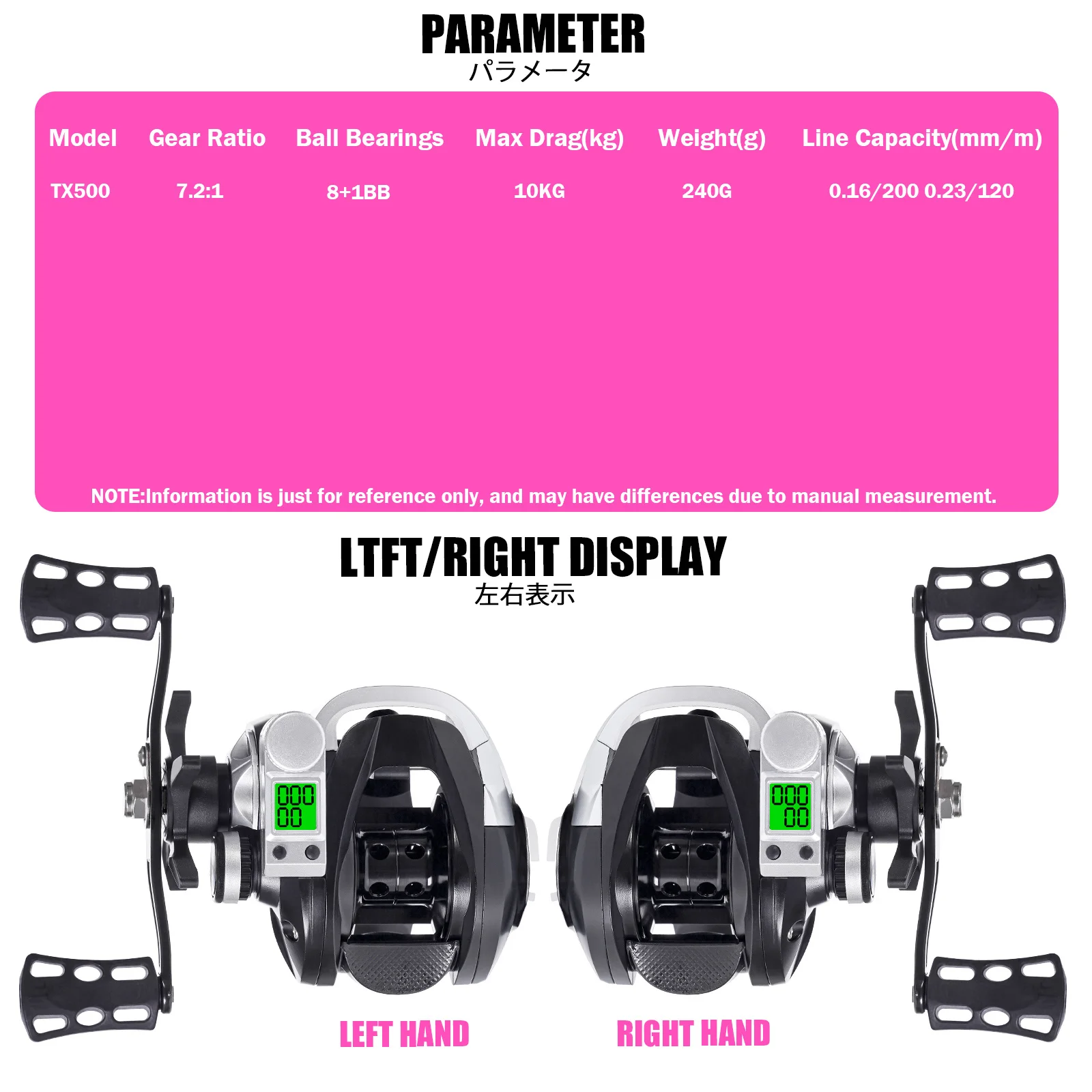 Electronic Led Screen Electronic Fishing Reel Baitcasting High Speed 7.2:1 10kg Waterproof Saltwater Cast Drum Wheel Moulinet