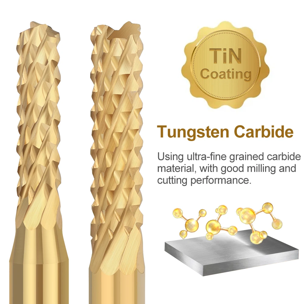Imagem -02 - Titânio Revestido Carbide Pcb Milling Cutter Cnc Router Bits Mill End Mill para Pcb Machine Milling Tool 0.83.175 mm 10 Pcs