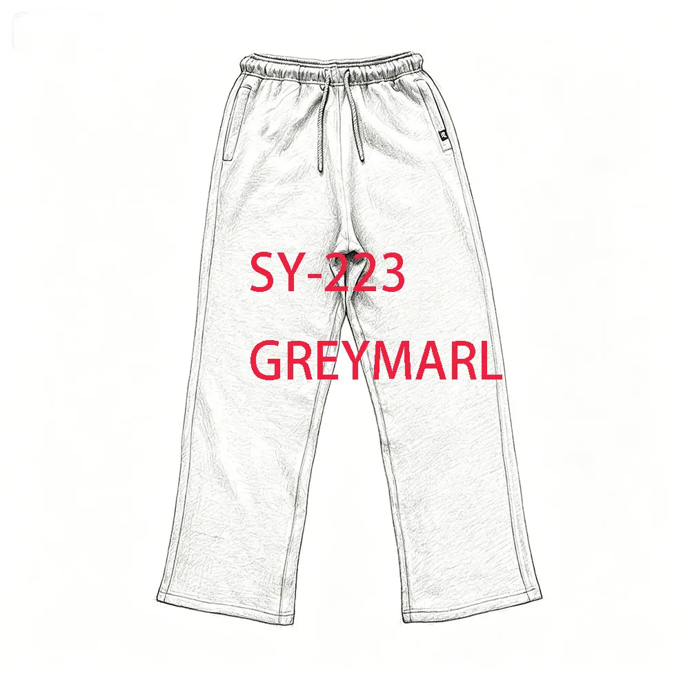 SY-223  Grey Cotton Embroidered Joggers - Hip-Hop Street Sport Pants, Euro Trendy Casual Jogging for Sprin/