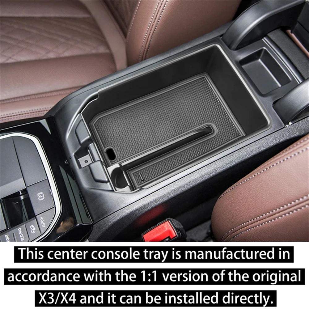 For BMW X3 G01 2018-2024 & For BMW X4 G02 2019-2024 Console Armrest Storage Organizer Center Console Organizer Tray for Vehicle 6