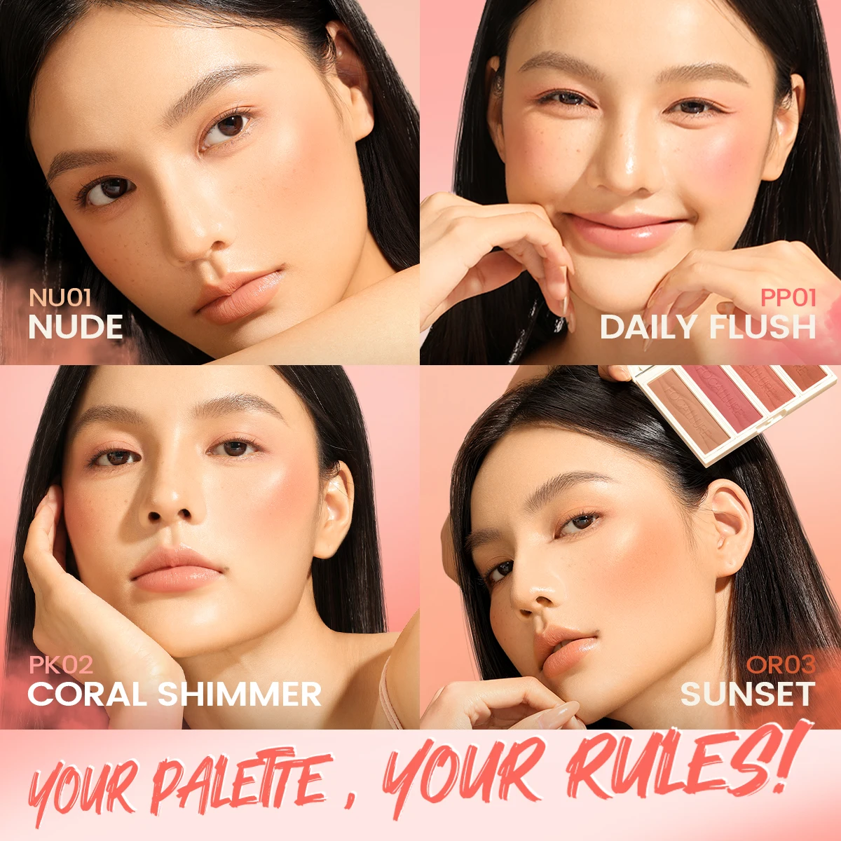 FOCALLURE Multi-use DIY Blusher Palette Waterproof Long-lasting High Pigment Natural Face Blush Powder Makeup Women Cosmetics