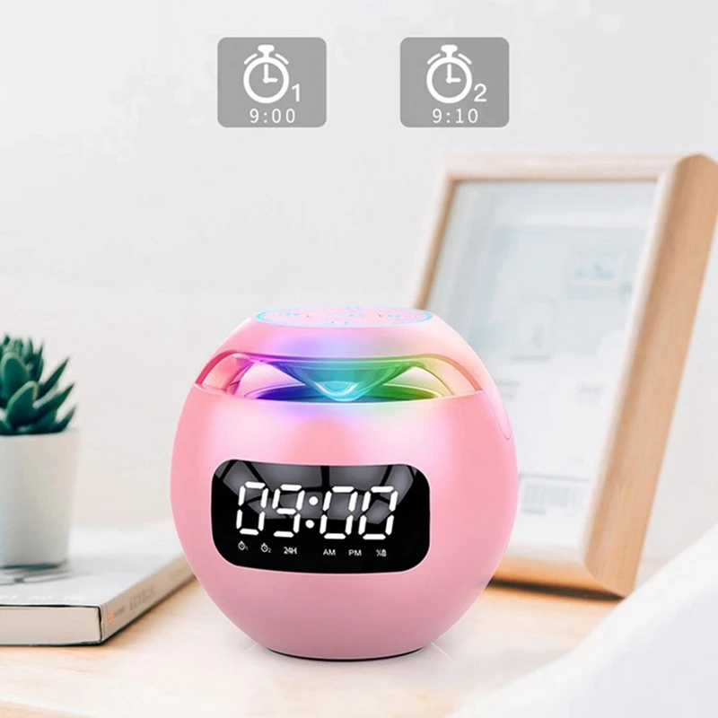 Mini Wekker Bluetooth Speaker Draadloze Klankkast Met Inductiekop Led Display Hifi Tf Kaart Muziekspeler