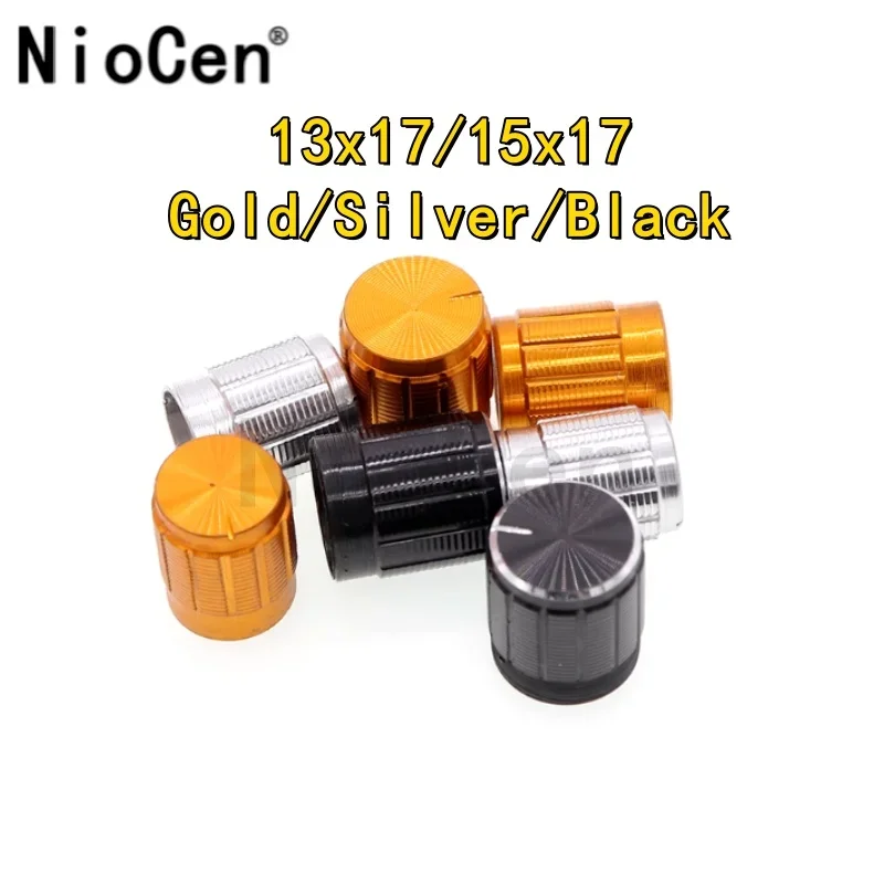 

（5pcs）13 * 17 15 * 17mm aluminum alloy potentiometer knob, plum blossom volume adjustment knob, hat, gold and silver black