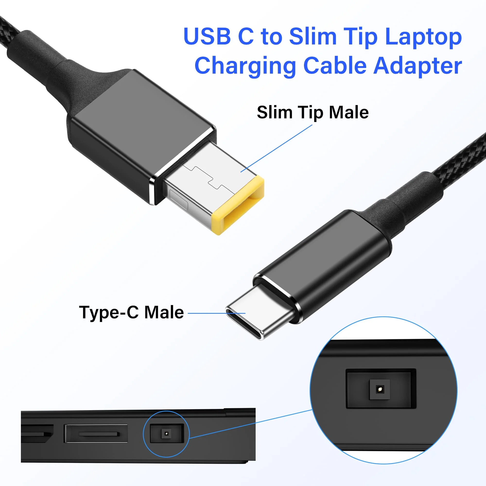 135W USB C GaN充電器ケーブル PD充電 タイプC スリムチップ電源コード Lenovo Yoga 2 Pro Thinkpad 65w 90w ノートパソコン対応