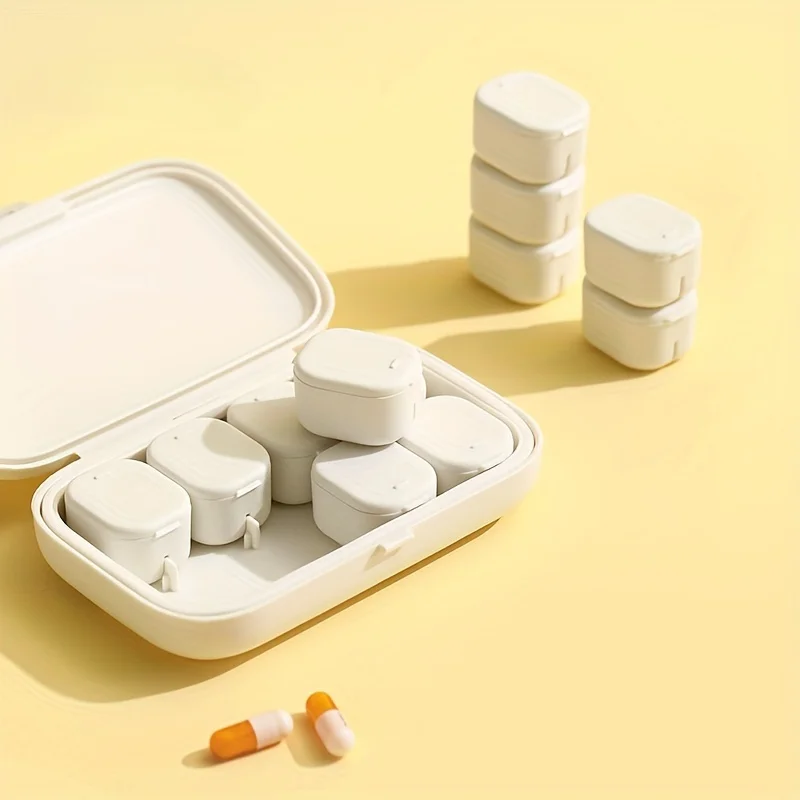 1set Plastic Pill Box, Travel Portable Small Medicine Box, Utility Medicine Case with 8 Mini Packing Box, Daily Medicine Case