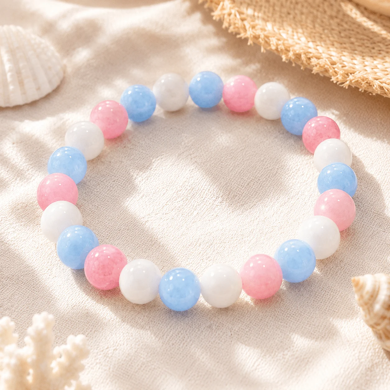 1 adet Pembe Mavi Beyaz Yuvarl - Bracelets incelemesi ve fiyatı