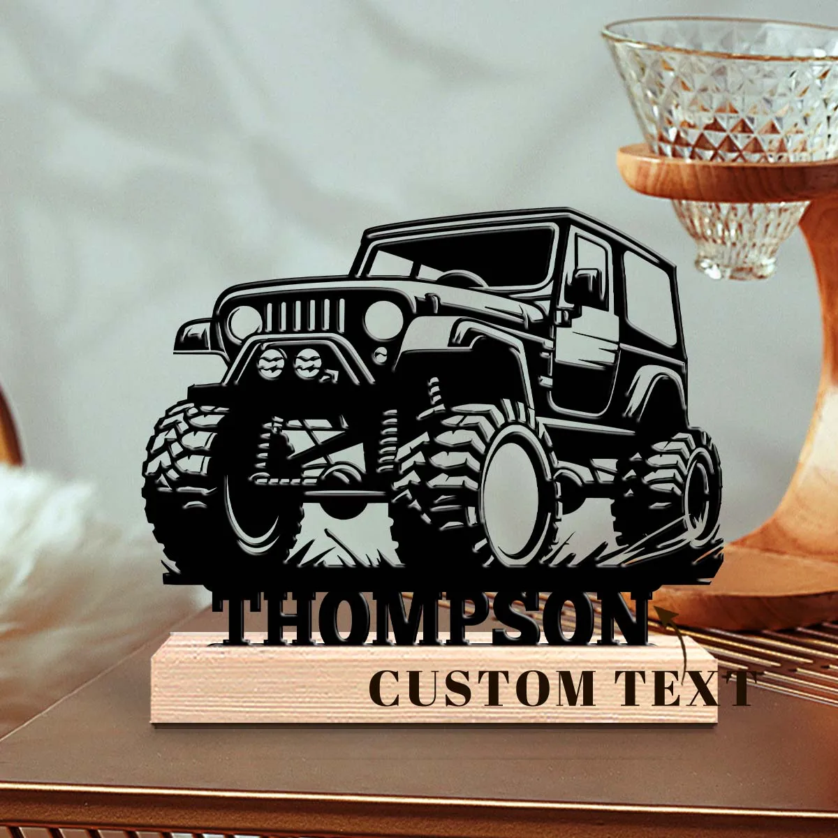 1pc Personalized Metal Artwork Custom Name With Wooden Base Home and Office Decorations,Christmas Gifts