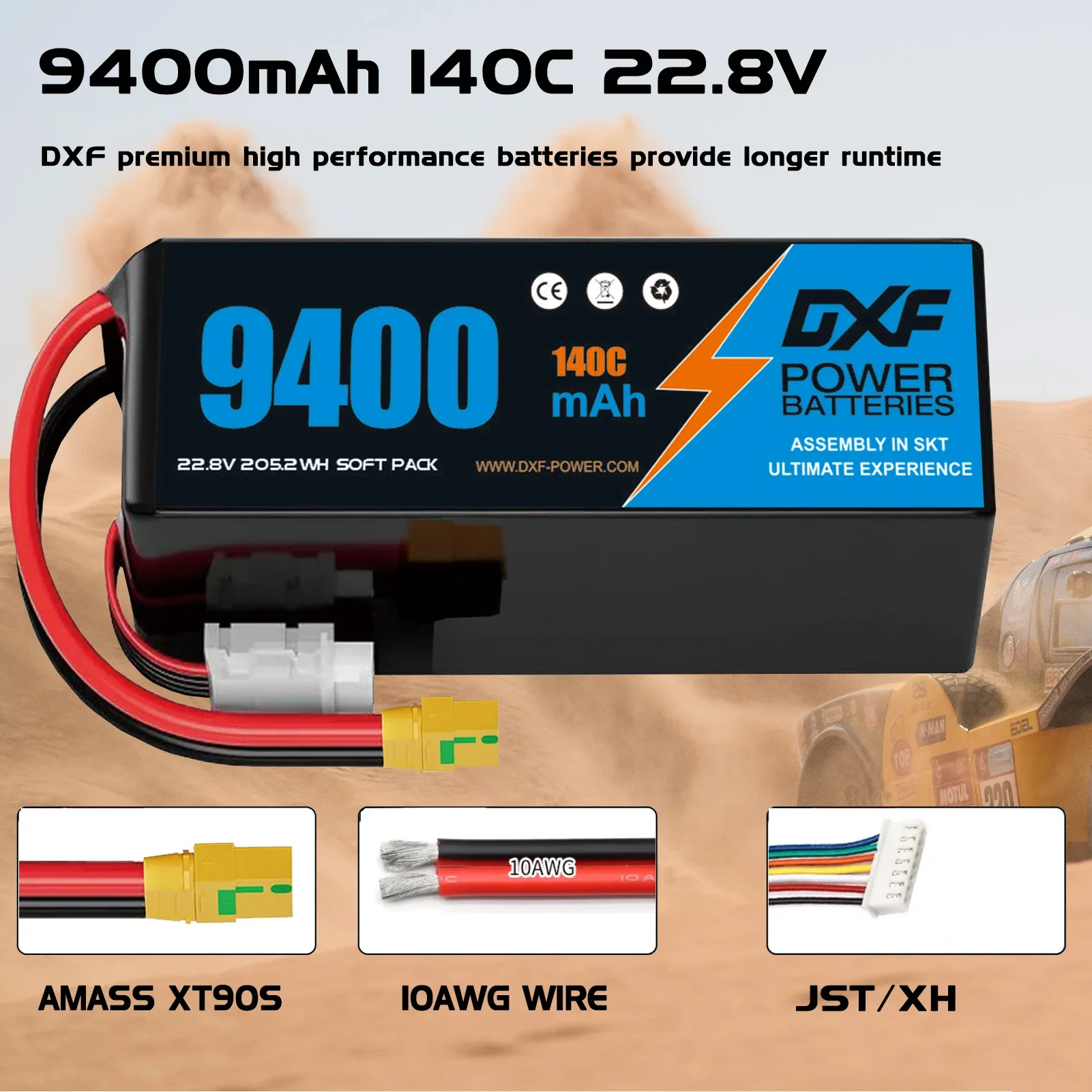 DXF 6S Lipo Battery 22.8V 140C 9400mAh 4S Lipo Battery 8400mAh with XT90 Plug For RC Car Boat Truck Airplane UAV RACING