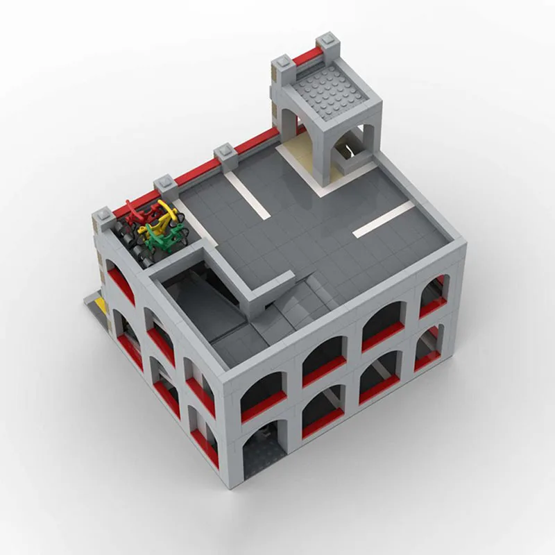 1213PCS Modular Small Car Parking Garage MOC DIY Model Building Blocks – Automated Vehicle Stacker