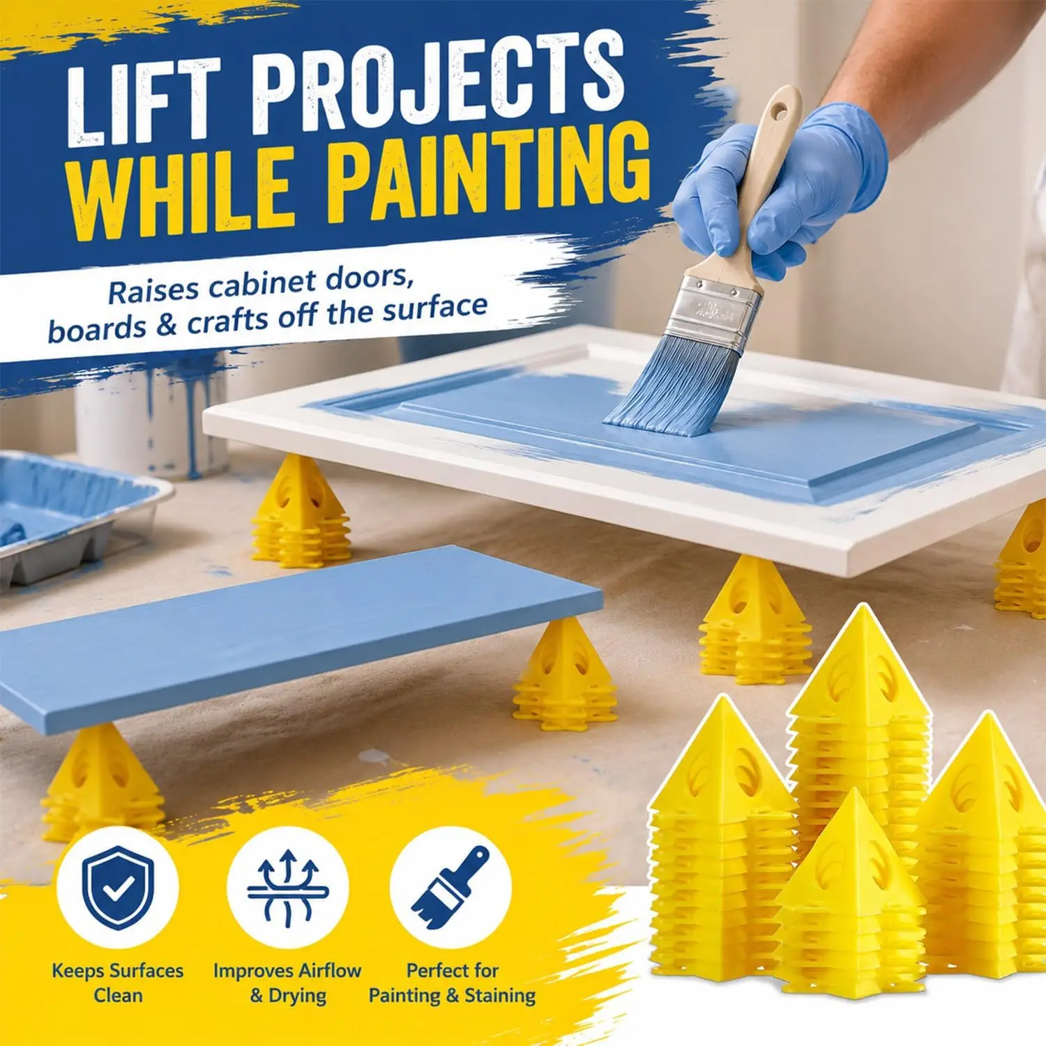 10-50Pcs Pyramid Painting Stands Mini Cone Paint Stands Canvas Door Risers Support for Artist Painting DIY Art Craft Projects