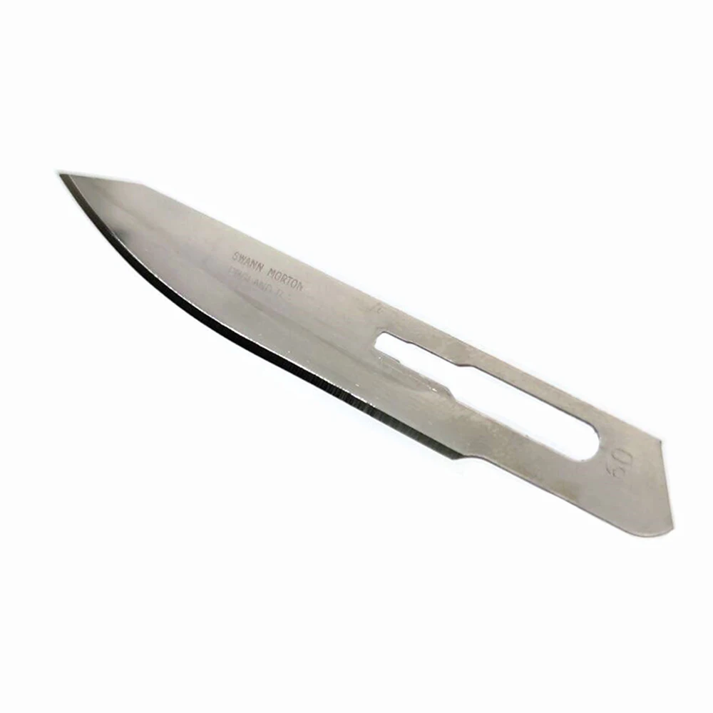 1 Handle and 5 Pcs of No. 60 Blade Set Swann-Morton Long Surgical Blade No. 60 Pointed Tip No. 60B Round Head Sharp Blade