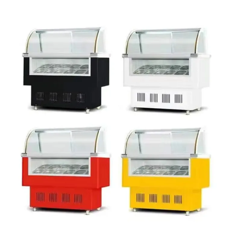 Eiscreme-Vitrine/Eiscreme-Display-Maschine mit wettbewerbsfähigem Preis, 6 Fässer und 10 Tanks