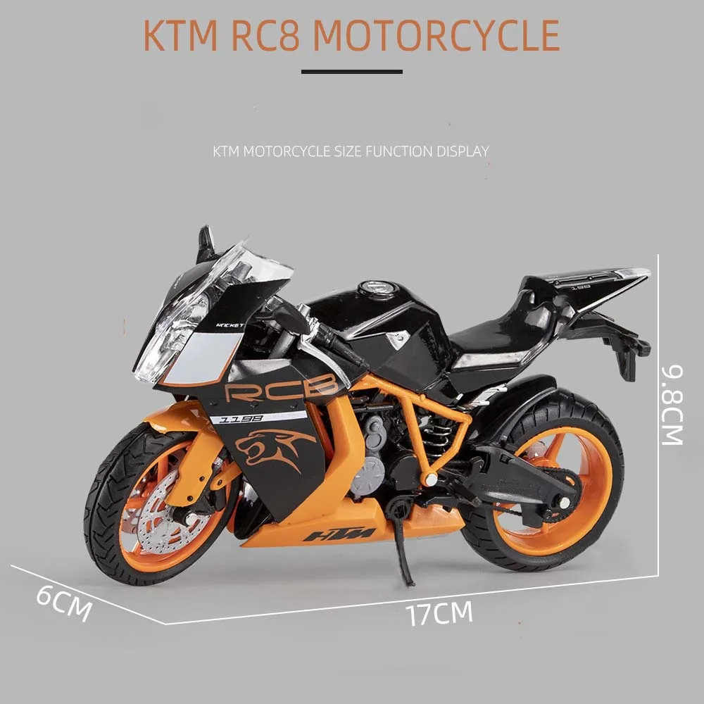 1:12 KTM RC8 Alloy Motorcycle Model Diecasts Sport Racing Moto Vehicles Decoration Ornaments Toys For Children Boys Gifts