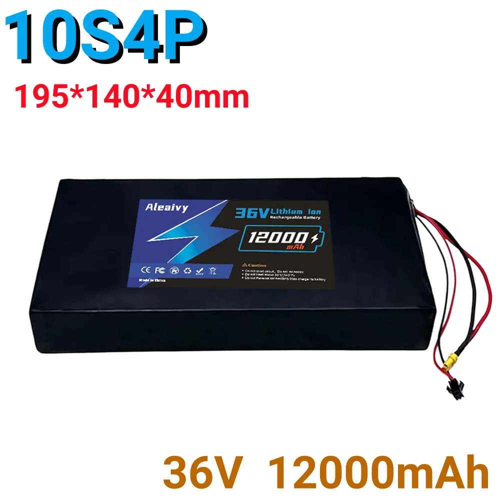 

36V 12000mAh 10S4P 18650 Lithium Battery Pack Built-in BMS Rechargeable for 500W Electric Skateboard Replacement.