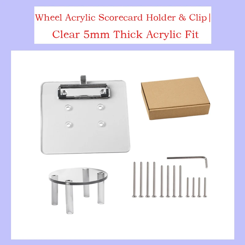 Archerest Golf Cart Steering Wheel Acrylic Scorecard Holder & Clip | Clear 5mm Thick Acrylic Fit for Club Car/EZGO/ Ymh  and Other Most Golf Carts