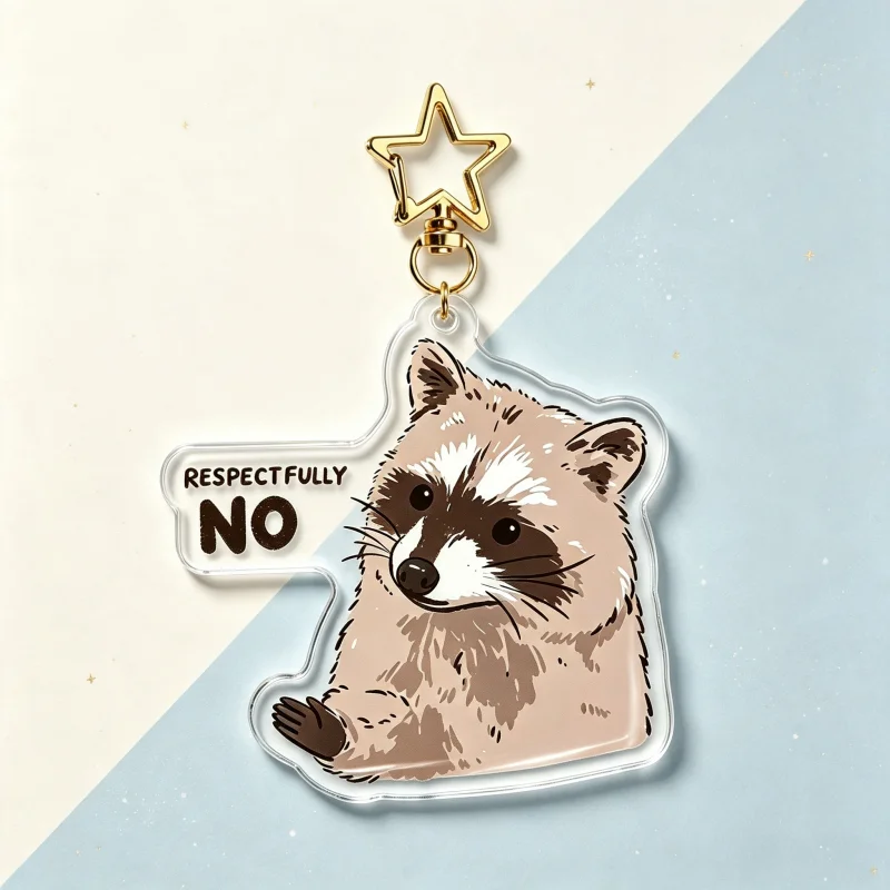 Funny Raccoon Acrylic Keychain Respectfully No Sassy Raccoons Quote Bag Pendant Creative Friend Gift