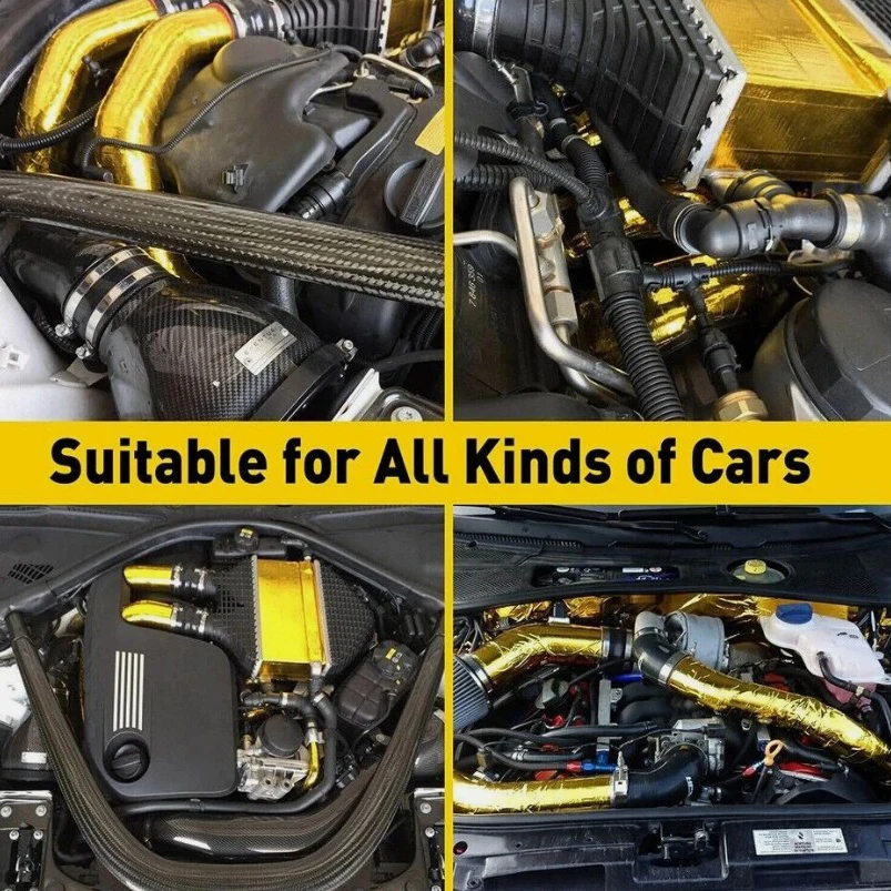 2 \"33Ft Car Intake System Reflective And Heat-Resistant Tape High-Temperature Isolation Protective Bandage