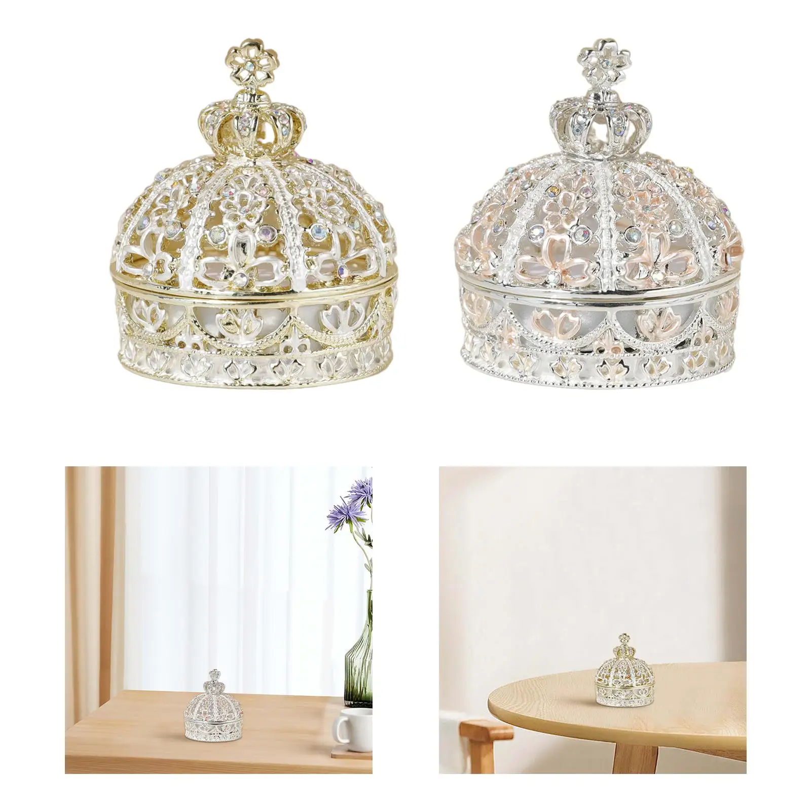 

Jewelry Trinket Box Beautiful Wedding Ring Box Crown Jewelry Box for Travel