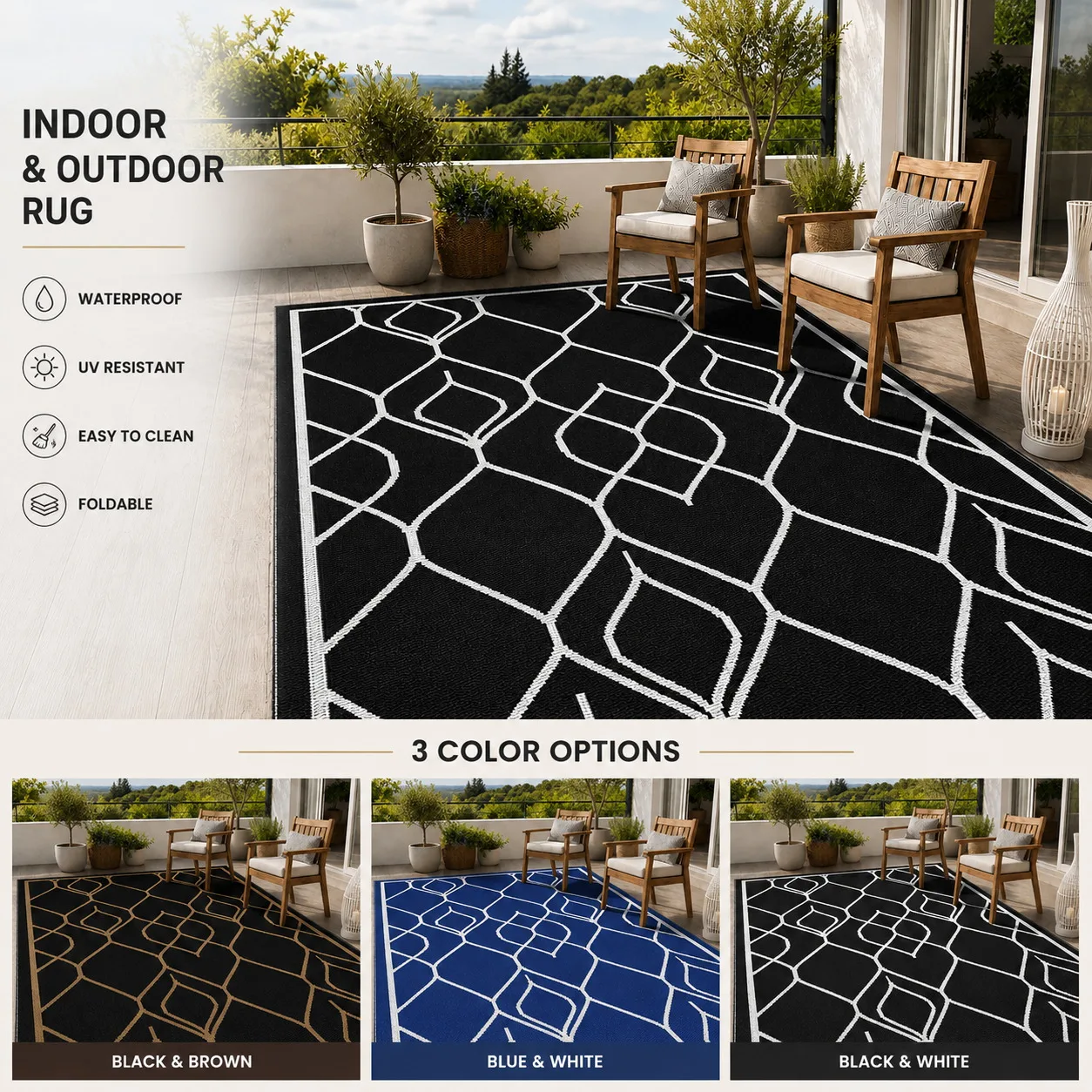 5x8 FT Indoor Outdoor Rug Wate - Outdoor Camping Rug Waterproof ulasan dan harga